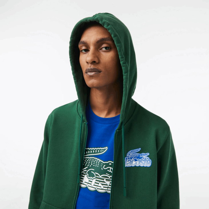 мушкарци дуксерица од нечетканог флиса са рајсфершлусом 8688321 зелена 132 Lacoste