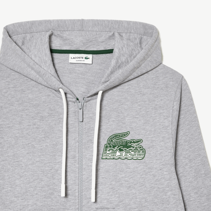 мушкарци дуксерица од нечетканог флиса са рајсфершлусом 8688322 сиви кине цца Lacoste