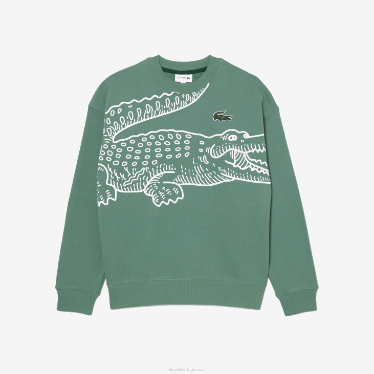 мушкарци дуксерица са округлим изрезом и крокодезом 8688361 каки зелена кк5 Lacoste