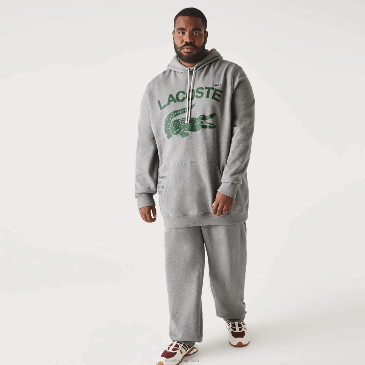 мушкарци дукс од памучног флиса - плус величина - висок 8688364 сиво кинеско двориште Lacoste