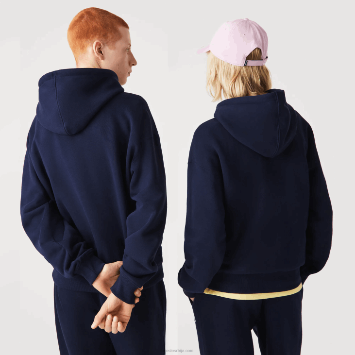 мушкарци дуксерица од органског памука слободног кроја са капуљачом 8688366 тамноплава 166 Lacoste