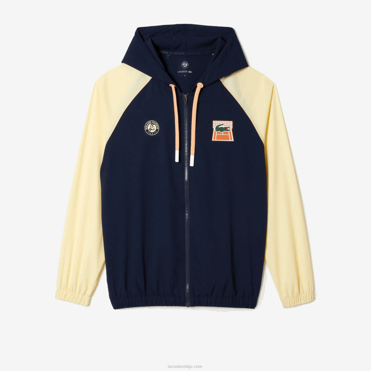 мушкарци спортска дуксерица са патентним затварачем издања Роланд Гаррос 8688375 тамноплава жута вим Lacoste