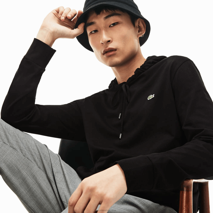 мушкарци дуксерица од памучног дреса са капуљачом 8688673 црна 031 Lacoste