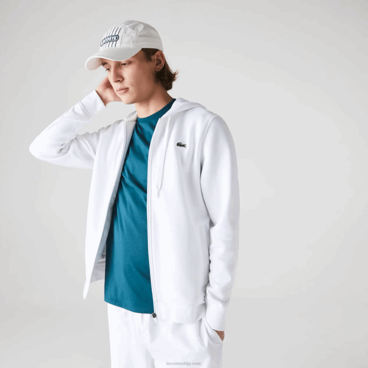 мушкарци спортска лагана капуљача од два материјала 8688948 бела 800 Lacoste