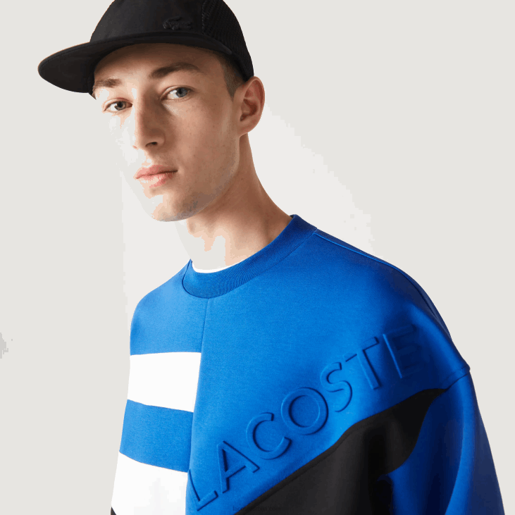 мушкарци дуксерица опуштеног кроја са ефектом пачворка 8688956 плаво бело нне Lacoste