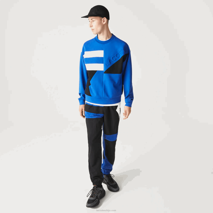 мушкарци дуксерица опуштеног кроја са ефектом пачворка 8688956 плаво бело нне Lacoste