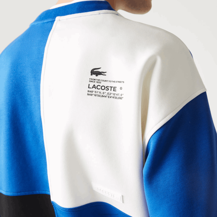 мушкарци дуксерица опуштеног кроја са ефектом пачворка 8688956 плаво бело нне Lacoste