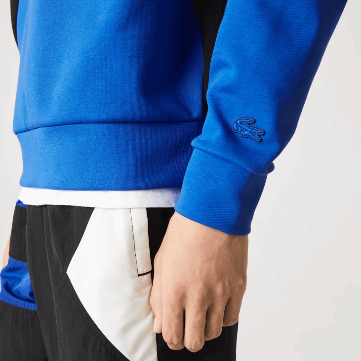 мушкарци дуксерица опуштеног кроја са ефектом пачворка 8688956 плаво бело нне Lacoste