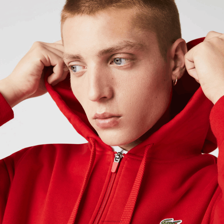 мушкарци спортска лагана капуљача од два материјала 8688963 црвена е52 Lacoste