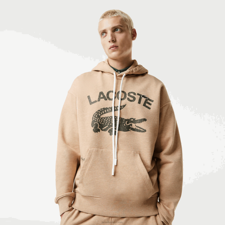 мушкарци дуксерица с капуљачом у облику крокодила 8688968 беж 4јв Lacoste