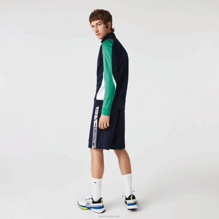 мушкарци спортска тениска дуксерица са патентним затварачем 8688978 тамноплава зелена бела иј2 Lacoste
