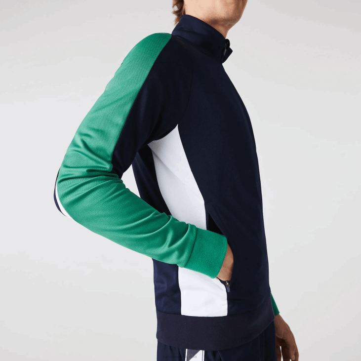 мушкарци спортска тениска дуксерица са патентним затварачем 8688978 тамноплава зелена бела иј2 Lacoste