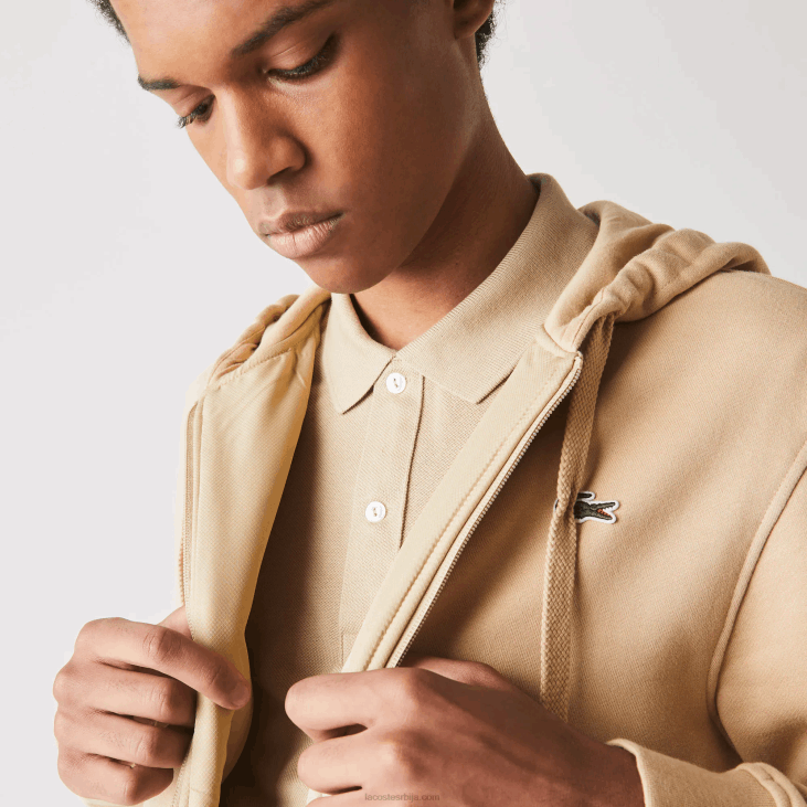 мушкарци спортска лагана капуљача од два материјала 8688981 беж гп2 Lacoste