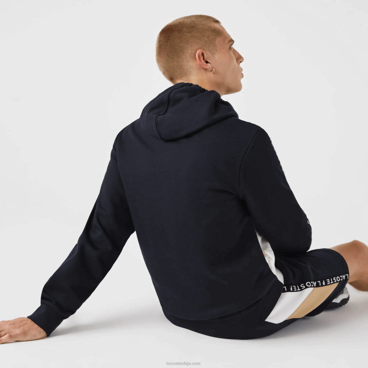 мушкарци Дуксерица са рајсфершлусом са рајсфершлусом са капуљачом и словима 8688997 тамноплава бела беж е8т Lacoste