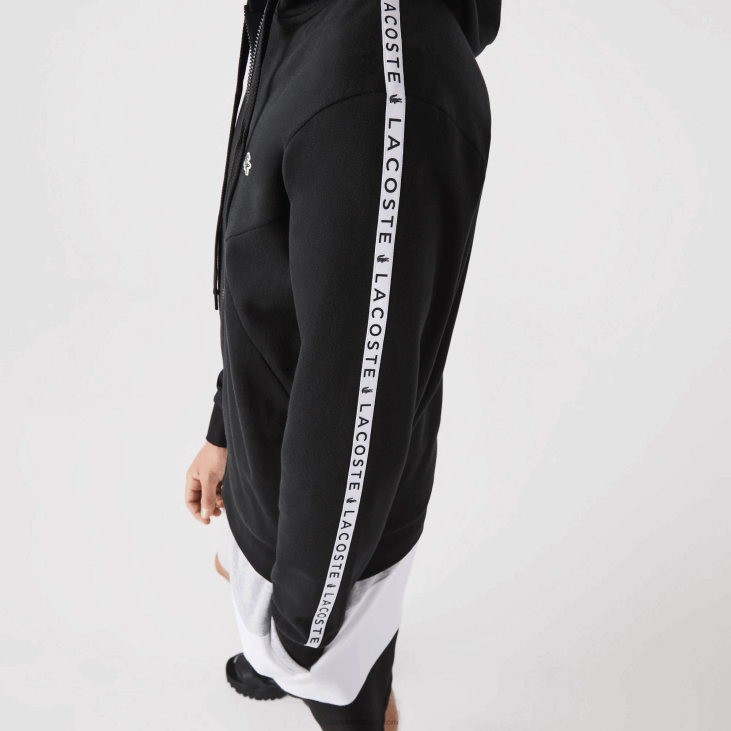 мушкарци Дуксерица са рајсфершлусом са рајсфершлусом са капуљачом и словима 8688998 црна 8вм Lacoste