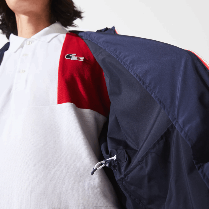 мушкарци спорт Френцх Спортинг Спирит едитион склопиви кишни мантил 86881296 тамноплава бела црвена закон Lacoste