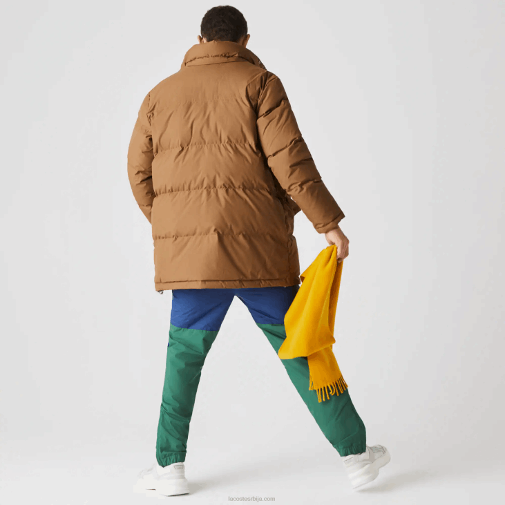 мушкарци дуги пуфер капут са одвојивом капуљачом 86881318 браон з0в Lacoste