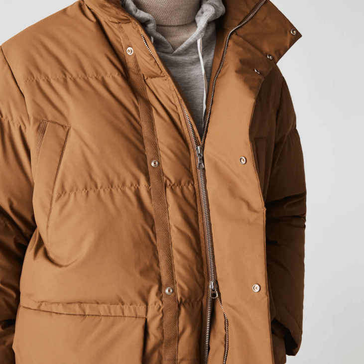 мушкарци дуги пуфер капут са одвојивом капуљачом 86881318 браон з0в Lacoste