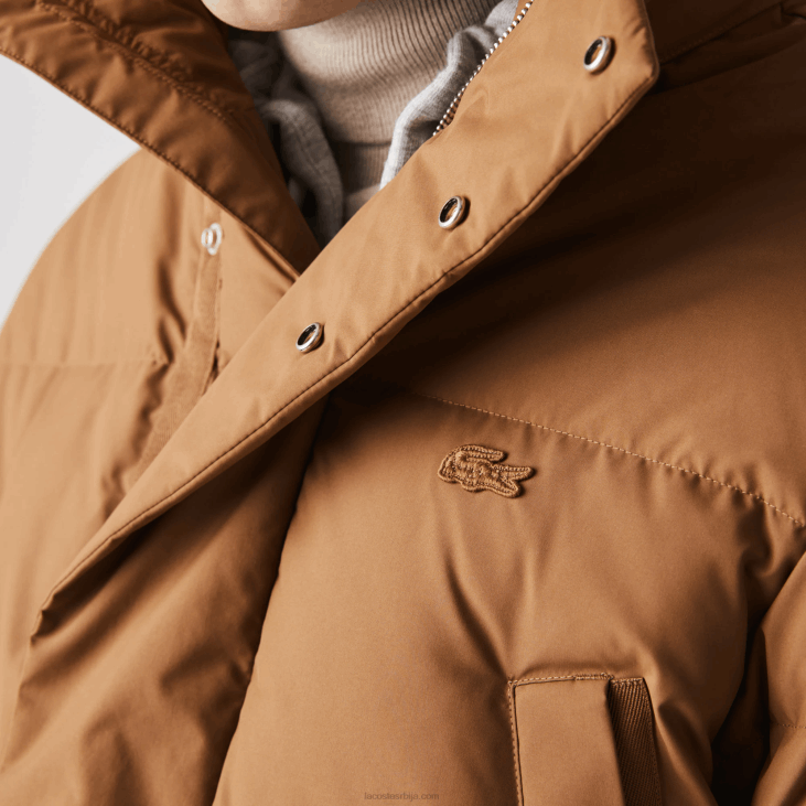 мушкарци дуги пуфер капут са одвојивом капуљачом 86881318 браон з0в Lacoste