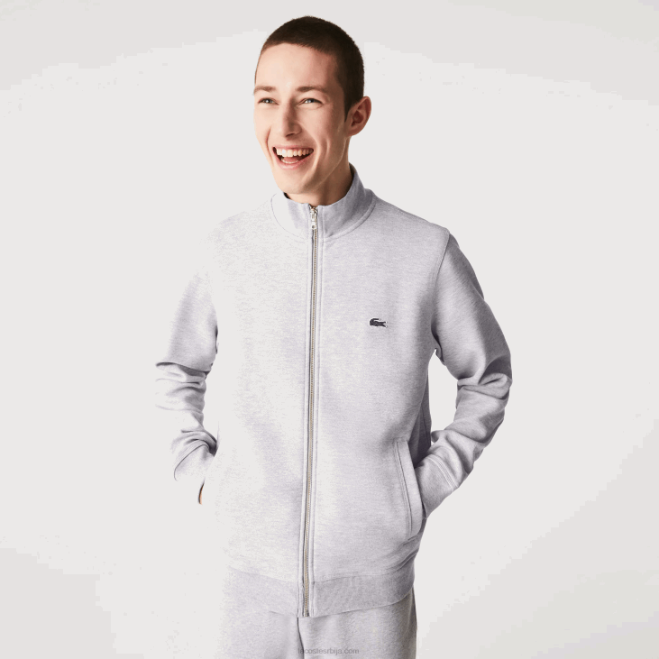 мушкарци јакна од пике флиса са рајсфершлусом 86881036 сиви кине цца Lacoste