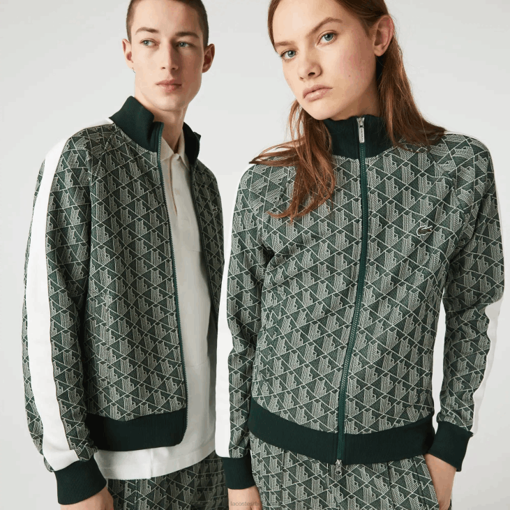 мушкарци јакна са патентним затварачем са живом монограмом 86881188 зелена беж 7м4 Lacoste