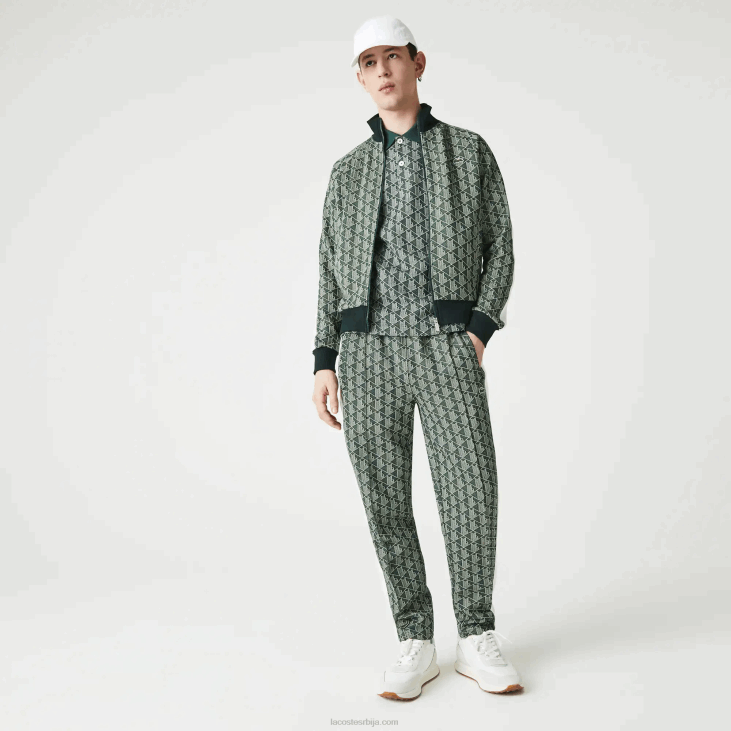 мушкарци јакна са патентним затварачем са живом монограмом 86881188 зелена беж 7м4 Lacoste