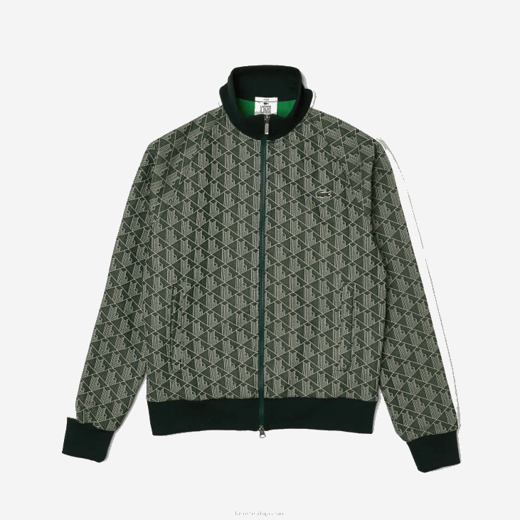 мушкарци јакна са патентним затварачем са живом монограмом 86881188 зелена беж 7м4 Lacoste