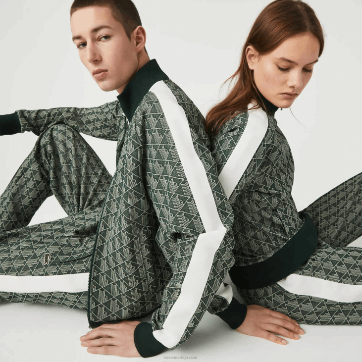 мушкарци јакна са патентним затварачем са живом монограмом 86881188 зелена беж 7м4 Lacoste