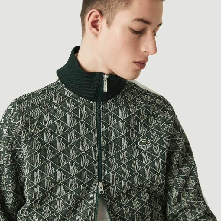 мушкарци јакна са патентним затварачем са живом монограмом 86881188 зелена беж 7м4 Lacoste