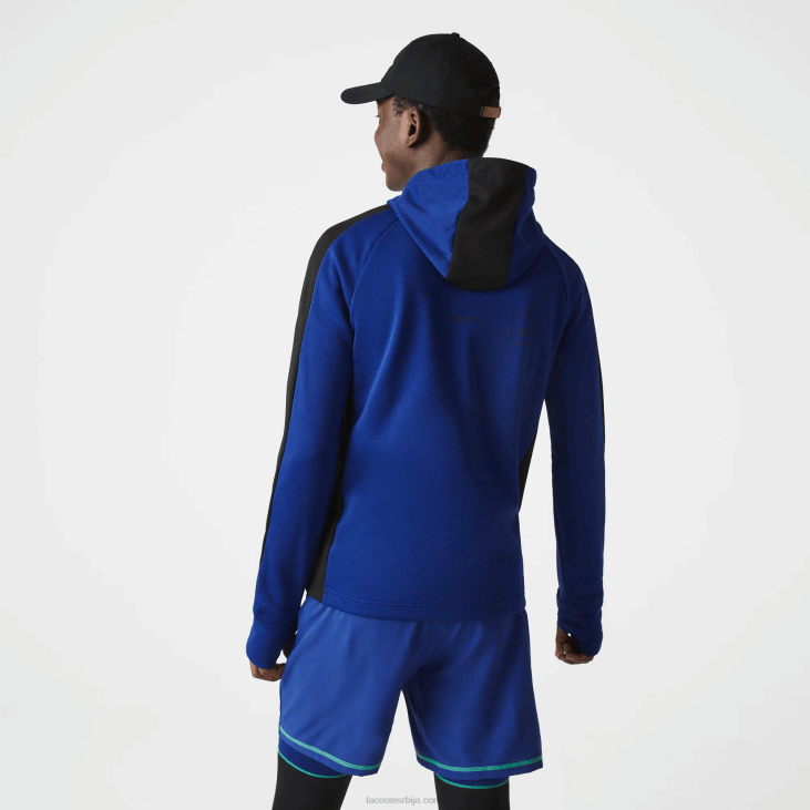 мушкарци спортска контрастна јакна са капуљачом 86881191 плава црна бела пвх Lacoste