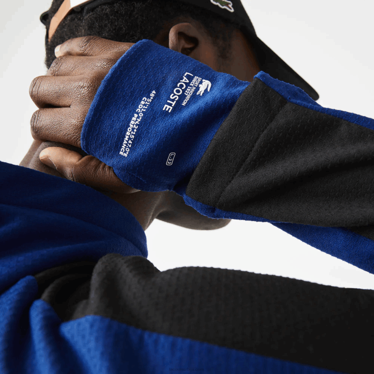 мушкарци спортска контрастна јакна са капуљачом 86881191 плава црна бела пвх Lacoste