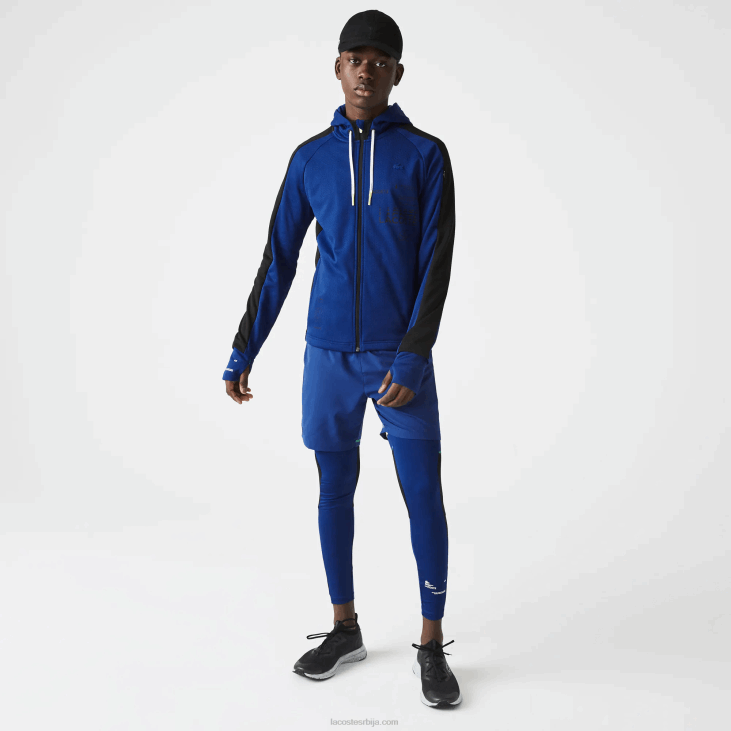 мушкарци спортска контрастна јакна са капуљачом 86881191 плава црна бела пвх Lacoste