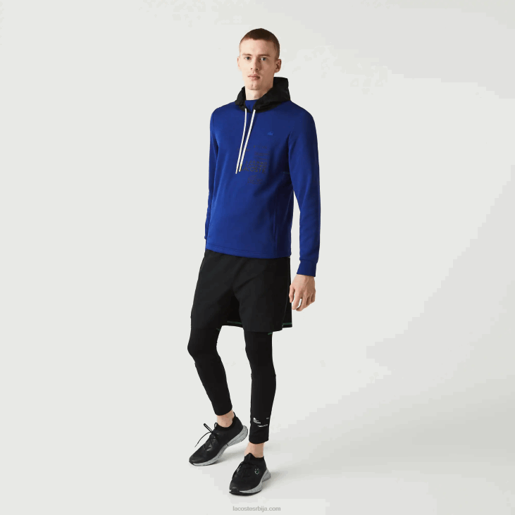 мушкарци спортска најлонска пуловер јакна са контрастном капуљачом 86881193 плава црна бела пвх Lacoste