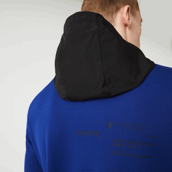 мушкарци спортска најлонска пуловер јакна са контрастном капуљачом 86881193 плава црна бела пвх Lacoste