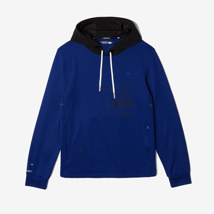 мушкарци спортска најлонска пуловер јакна са контрастном капуљачом 86881193 плава црна бела пвх Lacoste