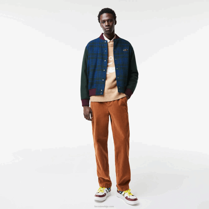 мушкарци универзитетска јакна са брендираним леђима 86881220 тамнозелена црна плава в48 Lacoste