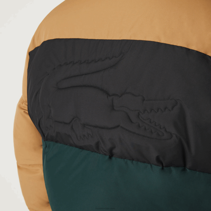 мушкарци прошивена колорблоцк водоодбојна јакна 86881227 браон црна зелена тпв Lacoste