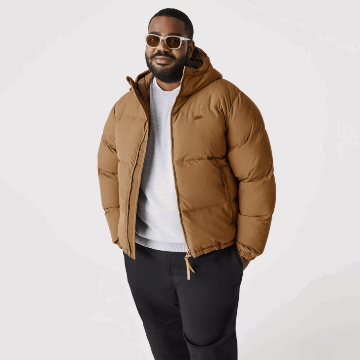 мушкарци прошивена водоодбојна јакна 86881231 браон з0в Lacoste