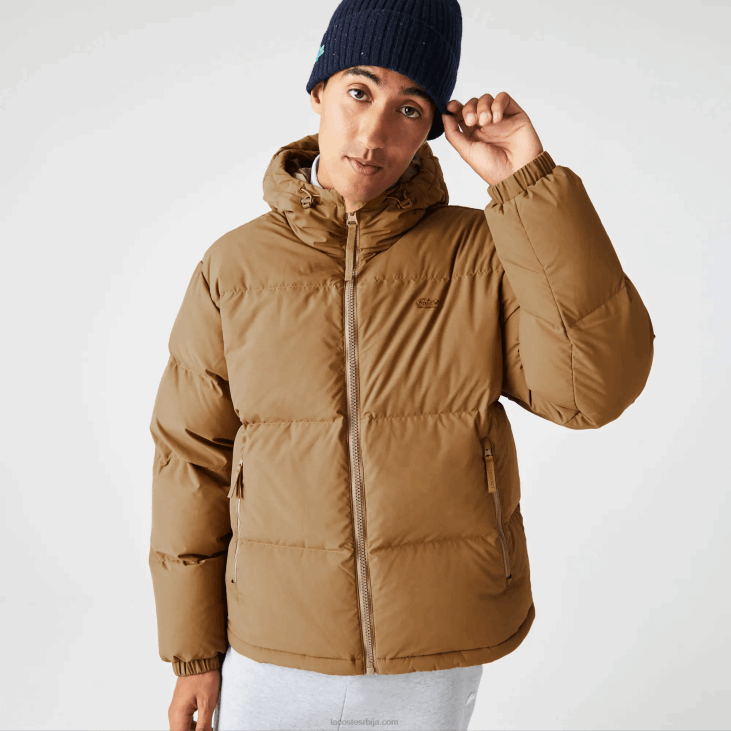 мушкарци прошивена водоодбојна јакна 86881231 браон з0в Lacoste