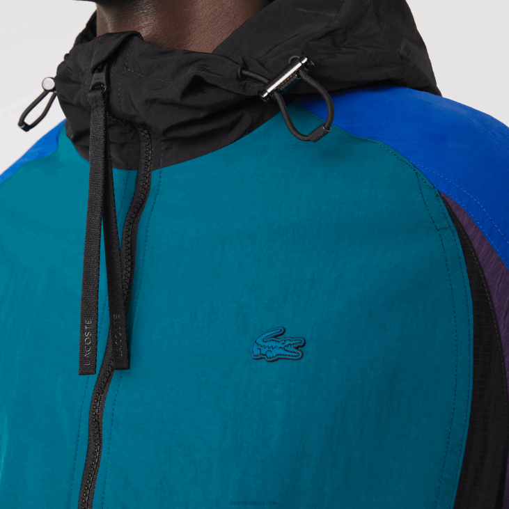 мушкарци херитаге цолор-блоцк најлонска јакна 86881239 зелена плава љубичаста црна тр4 Lacoste