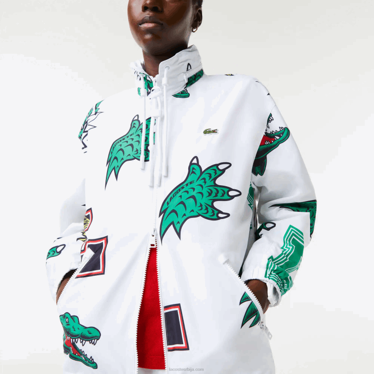 мушкарци водоодбојна јакна од тафта 86881245 бела сбх Lacoste