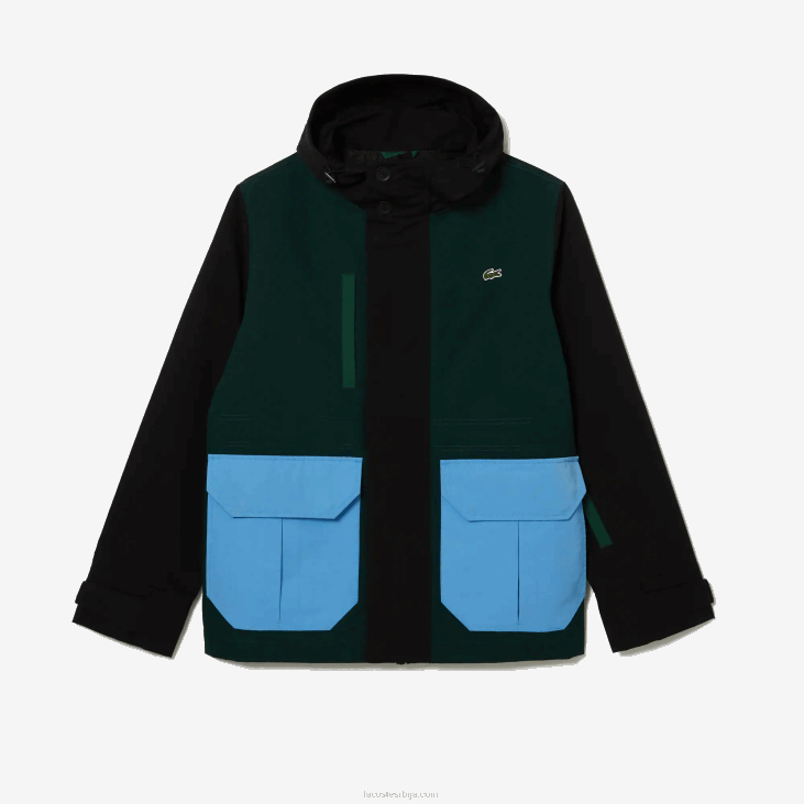 мушкарци водоодбојна јакна од кепера у боји 86881247 црно плаво зелено ндн Lacoste