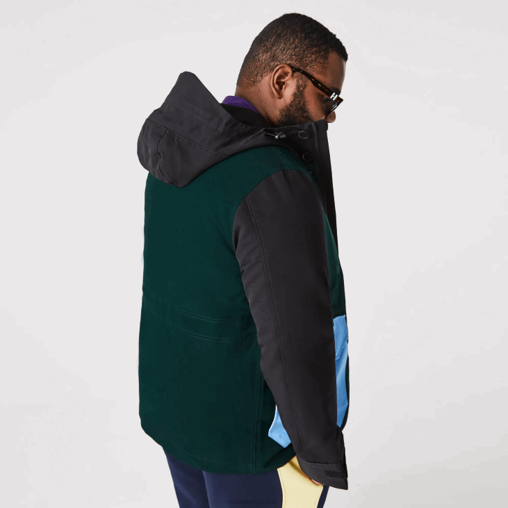 мушкарци водоодбојна јакна од кепера у боји 86881247 црно плаво зелено ндн Lacoste