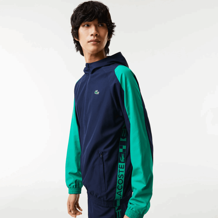 мушкарци спортска колор-блок тениска јакна 86881275 тамноплава зелена к1е Lacoste