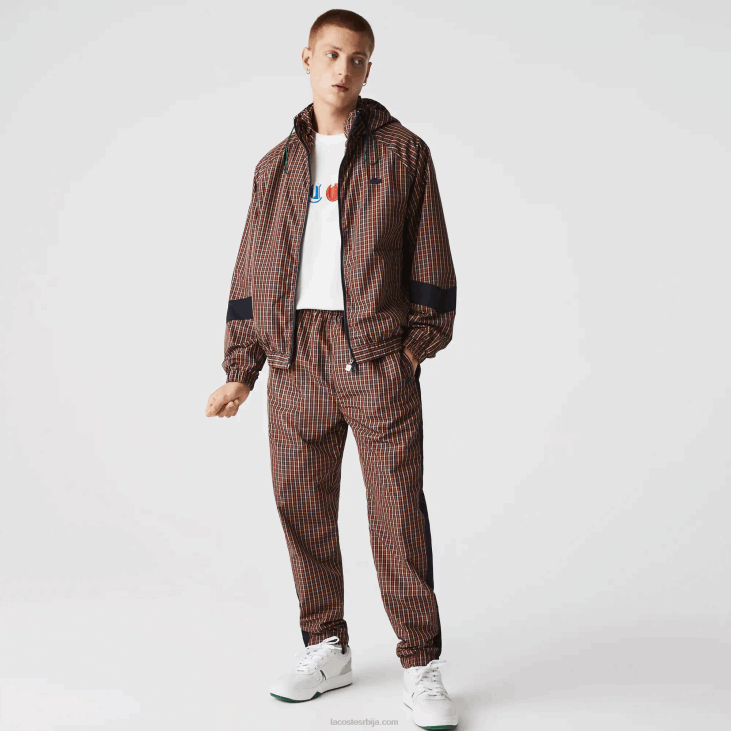 мушкарци жива јакна са капуљачом са рајсфершлусом 86881278 тамноплава бела крн Lacoste