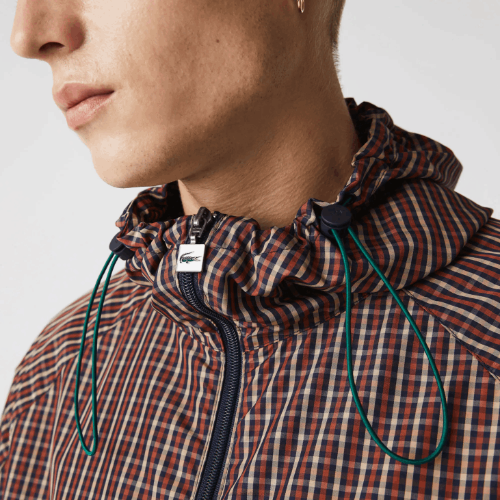 мушкарци жива јакна са капуљачом са рајсфершлусом 86881278 тамноплава бела крн Lacoste