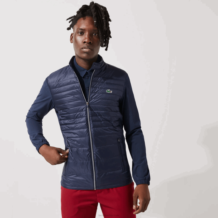 мушкарци спортска лагана водоотпорна прошивена јакна за голф 86881302 тамноплава 5фс Lacoste