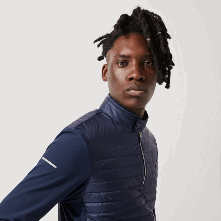 мушкарци спортска лагана водоотпорна прошивена јакна за голф 86881302 тамноплава 5фс Lacoste