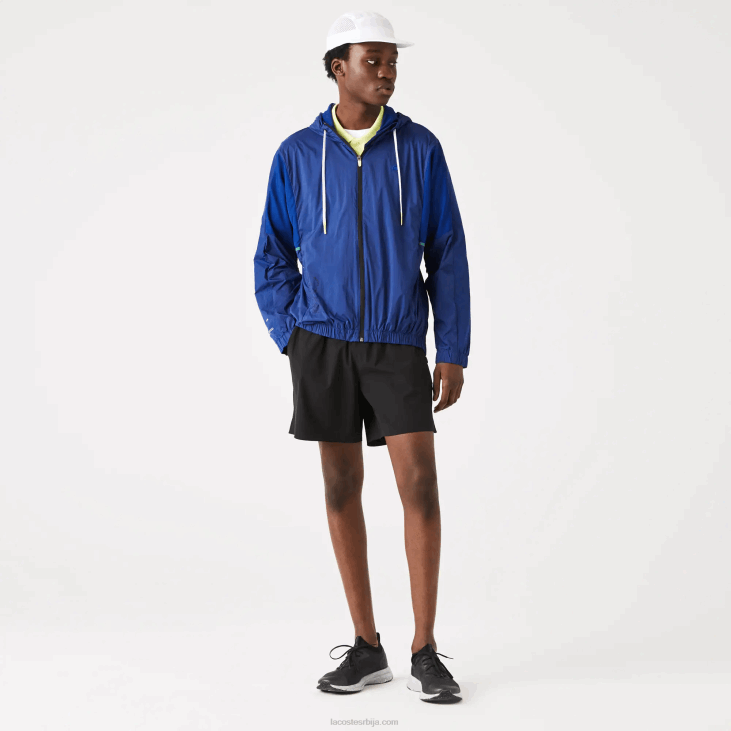 мушкарци спортска најлонска јакна са патент затварачем 86881306 плава црна мкс Lacoste