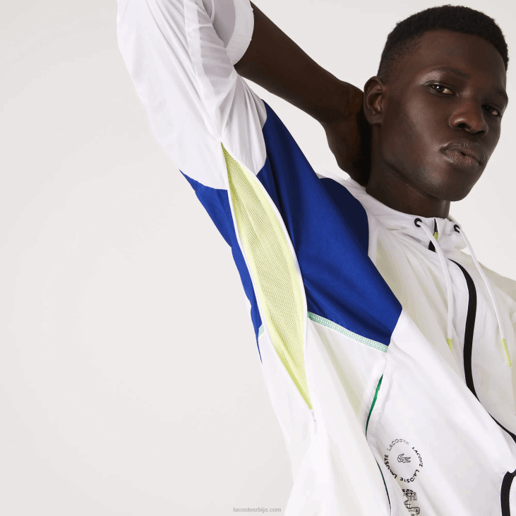 мушкарци спортска најлонска јакна са патент затварачем 86881307 бљештаво жуто црно гхт Lacoste